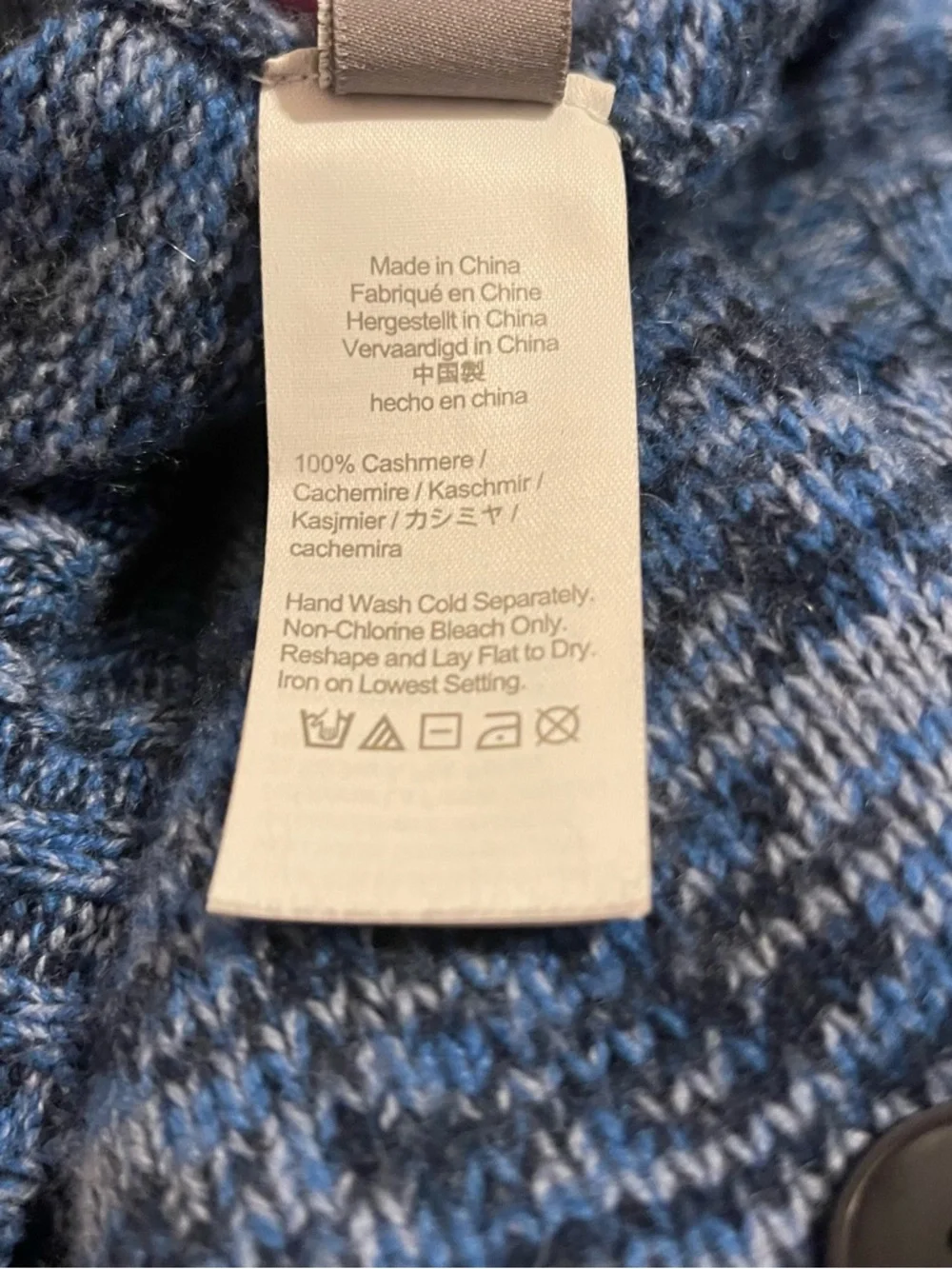 J. Crew 100% Cashmere Women’s XL Blue Marled Button-Shoulder Crewneck Sweater